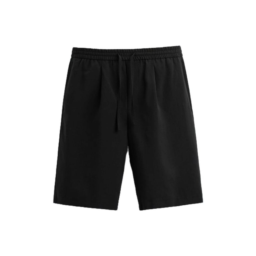 Zara Men's Flowy Pleated Shorts, Black | US 34